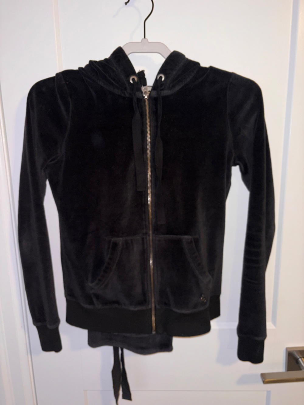 Hollister Black Velvet Bomber Jacket with Zip